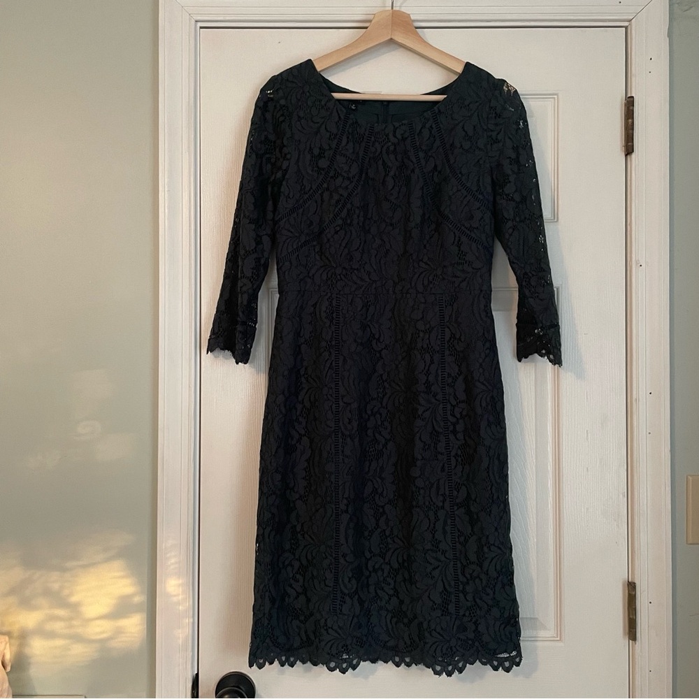 Talbots dark green lace dress